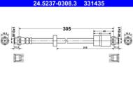 24.5237-0308.3 - Przewód hamulcowy elastyczny ATE /przód/ VAG A4 01-08