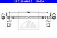 24.5239-0165.3 - Przewód hamulcowy elastyczny ATE /tył/ RENAULT CLIO II 98-05