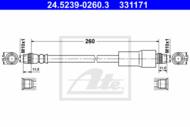 24.5239-0260.3 - Przewód hamulcowy elastyczny ATE /tył/ PSA JUMPY 07-