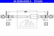 24.5239-0355.3 - Przewód hamulcowy elastyczny ATE /tył/ FIAT SCUDO 07-