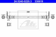 24.5240-0220.3 - Przewód hamulcowy elastyczny ATE OPEL ASTRA /COMBO /ZAFIRA -04 245mm /bębny/