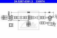 24.5267-0391.3 - Przewód hamulcowy elastyczny ATE /przód L/ NISSAN PRIMERA 96-01