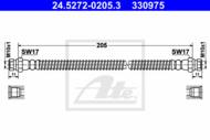 24.5272-0205.3 - Przewód hamulcowy elastyczny ATE /tył P/ HYUNDAI GETZ 02-09