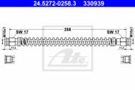 24.5272-0258.3 - Przewód hamulcowy elastyczny ATE /tył L/ HYUNDAI GETZ 02-09