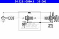 24.5281-0580.3 - Przewód hamulcowy elastyczny ATE /tył P/ NISSAN PRIMERA 96-01