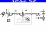 24.5281-0640.3 - Przewód hamulcowy elastyczny ATE /tył P/ NISSAN PRIMERA 02-07