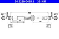 24.5289-0495.3 - Przewód hamulcowy elastyczny ATE /tył/ VAG CADDY III 04-15