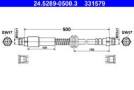 24.5289-0500.3 - Przewód hamulcowy elastyczny ATE /tył/ VAG CADDY IV 15-