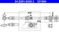 24.5291-0430.3 - Przewód hamulcowy elastyczny ATE /przód/ SUZUKI IGNIS 03-