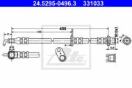 24.5295-0496.3 - Przewód hamulcowy elastyczny ATE /przód L/ PSA C1 05-