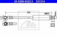 24.5298-0322.3 - Przewód hamulcowy elastyczny ATE /P/ OPEL ASTRA F 91-98