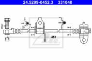 24.5299-0452.3 - Przewód hamulcowy elastyczny ATE /przód P/ FORD TRANSIT 00-06