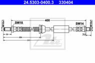24.5303-0400.3 - Przewód hamulcowy elastyczny ATE /przód/ FORD FIESTA 89-95