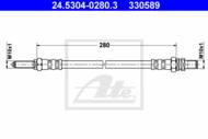 24.5304-0280.3 - Przewód hamulcowy elastyczny ATE /tył/ FORD FIESTA 96-02