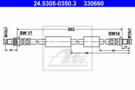 24.5305-0350.3 - Przewód hamulcowy elastyczny ATE /tył/ FORD KA 96-98