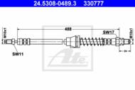 24.5308-0489.3 - Przewód hamulcowy elastyczny ATE /przód P/ FORD KA 96-08