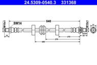 24.5309-0540.3 - Przewód hamulcowy elastyczny ATE /tył/ FORD MONDEO