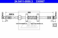 24.5411-0550.3 - Przewód hamulcowy elastyczny ATE /przód/ PSA XM 89-00