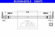 83.6104-0210.3 - Przewód hamulcowy elastyczny ATE /tył L/ DB W110 61-68
