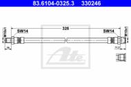 83.6104-0325.3 - Przewód hamulcowy elastyczny ATE /przód/ VAG GOLF I 74-78