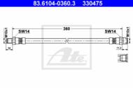 83.6104-0360.3 - Przewód hamulcowy elastyczny ATE /przód/ DB W123 76-