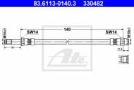 83.6113-0140.3 - Przewód hamulcowy elastyczny ATE /tył/ VAG SHARAN 95-10