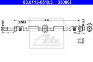 83.6113-0510.3 - Przewód hamulcowy elastyczny ATE /zastąpione przez 24.5140-0514/