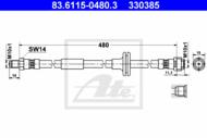 83.6115-0480.3 - Przewód hamulcowy elastyczny ATE /P/ DB W202 C-KLASA