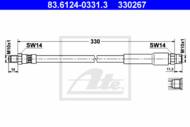 83.6124-0331.3 - Przewód hamulcowy elastyczny ATE /przód/ BMW 3 E30 85-93