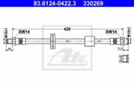 83.6124-0422.3 - Przewód hamulcowy elastyczny ATE /przód/ BMW 5 E28 81-87