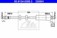 83.6134-0355.3 - Przewód hamulcowy elastyczny ATE /przód/ VOLVO S70/V70 97-00