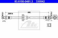83.6150-0481.3 - Przewód hamulcowy elastyczny ATE /przód/ BMW X5 E53 00-07