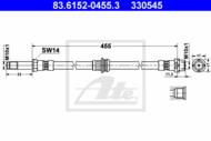 83.6152-0455.3 - Przewód hamulcowy elastyczny ATE /tył/ BMW E46 502mm