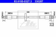 83.6155-0327.3 - Przewód hamulcowy elastyczny ATE /tył/ SAAB 353mm M10x1