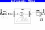 83.6169-0505.3 - Przewód hamulcowy elastyczny ATE SAAB
