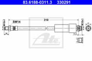 83.6188-0311.3 - Przewód hamulcowy elastyczny ATE /przód/ FORD SCORPIO 94-98