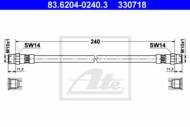 83.6204-0240.3 - Przewód hamulcowy elastyczny ATE /tył/ DB W115 67-