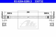 83.6204-0280.3 - Przewód hamulcowy elastyczny ATE /tył/ DB W126 80-91