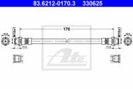 83.6212-0170.3 - Przewód hamulcowy elastyczny ATE /tył/ VAG A6 97-01 M10x1 197mm