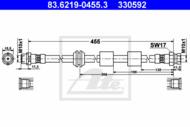 83.6219-0455.3 - Przewód hamulcowy elastyczny ATE /przód/ VAG 485mm