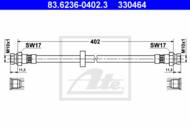 83.6236-0402.3 - Przewód hamulcowy elastyczny ATE /tył/ VAG CADDY II 95-03