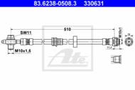 83.6238-0508.3 - Przewód hamulcowy elastyczny ATE /przód/ VAG A2 00-05