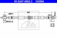 83.6247-0562.3 - Przewód hamulcowy elastyczny ATE VAG GOLF IV 98-03 4MOTION
