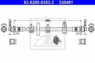 83.6255-0353.3 - Przewód hamulcowy elastyczny ATE /przód L/ VAG T4 97-03