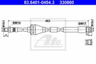 83.6401-0454.3 - Przewód hamulcowy elastyczny ATE /przód/ FIAT PUNTO 99- /zastąpione przez 46481634/