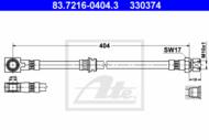 83.7216-0404.3 - Przewód hamulcowy elastyczny ATE /przód/ OPEL OMEGA B 94-03