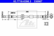 83.7716-0398.3 - Przewód hamulcowy elastyczny ATE /przód/ VOLVO S40 II 04-12