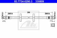 83.7734-0290.3 - Przewód hamulcowy elastyczny ATE /przód/ VAG POLO 75-94