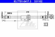 83.7751-0417.3 - Przewód hamulcowy elastyczny ATE /tył/ MINI COOPER 06-