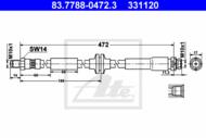 83.7788-0472.3 - Przewód hamulcowy elastyczny ATE /tył/ FORD KUGA 08-
